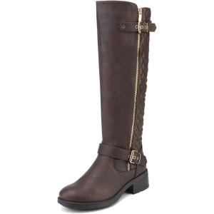 imageDREAM PAIRS Womens Knee High Boots Wide Calf Low Heel Riding Boots Fall Tall Boots for WomenBrown