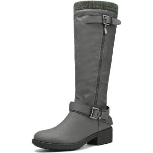 imageDREAM PAIRS Womens Knee High Boots Wide Calf Low Heel Riding Boots Fall Tall Boots for WomenGreywidet