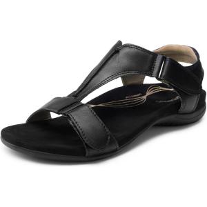 imageDREAM PAIRS Womens Sandals Arch Support TStrap Orthopedic Flat Sandals Comfortable Summer ShoesAll Black