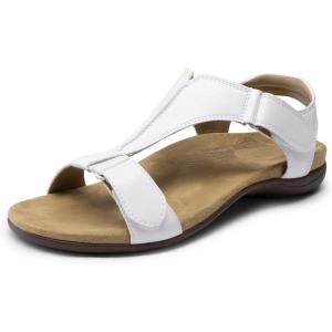 imageDREAM PAIRS Womens Sandals Arch Support TStrap Orthopedic Flat Sandals Comfortable Summer ShoesWhite