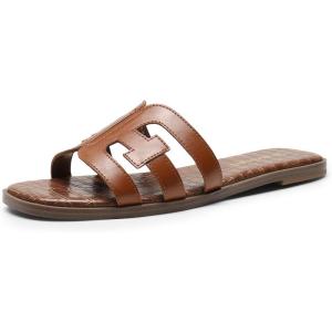 imageDREAM PAIRS Womens Slipon Slides Open Toe Dressy Flat Slide Sandals Fashion Classic Summer Beach SlippersBrownpu