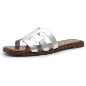 imageDREAM PAIRS Womens Slipon Slides Open Toe Dressy Flat Slide Sandals Fashion Classic Summer Beach SlippersSilver