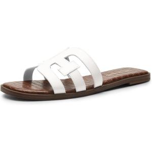 imageDREAM PAIRS Womens Slipon Slides Open Toe Dressy Flat Slide Sandals Fashion Classic Summer Beach SlippersWhite