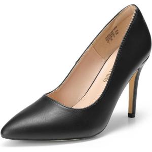 imageWomens Closed Toe High Heels Dress Pointed Toe Wedding Pump ShoesBlackPu