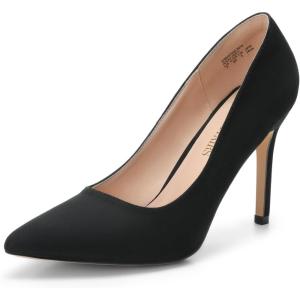 imageWomens Closed Toe High Heels Dress Pointed Toe Wedding Pump ShoesBlackSuede