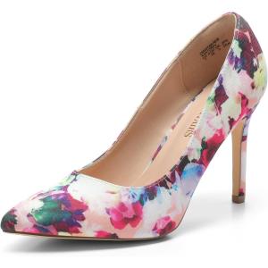 imageWomens Closed Toe High Heels Dress Pointed Toe Wedding Pump ShoesFloral