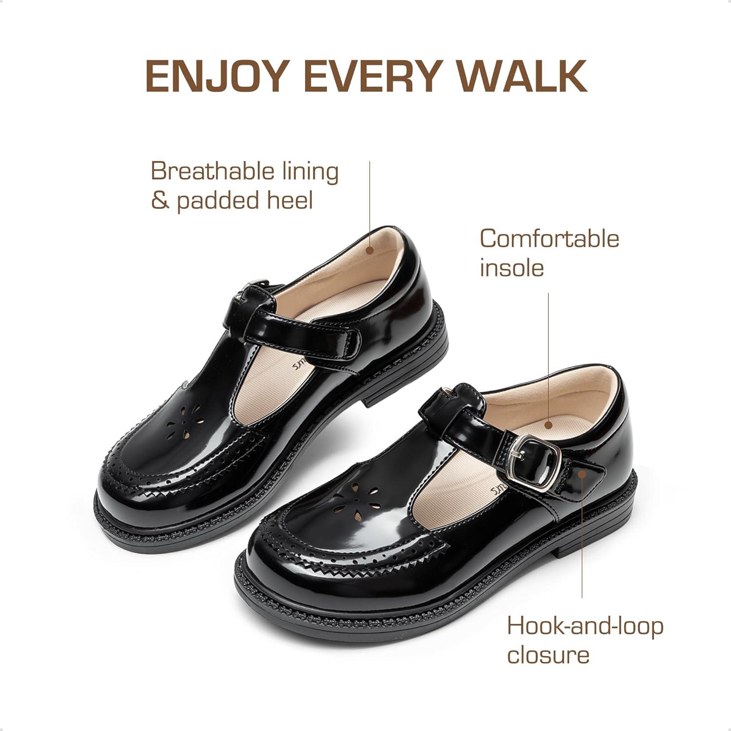 imageDREAM PAIRS Girl Mary Jane Dress Shoes  Ballet Flats for Girl School Uniform Shoes for Toddler Little GirlsAll Black