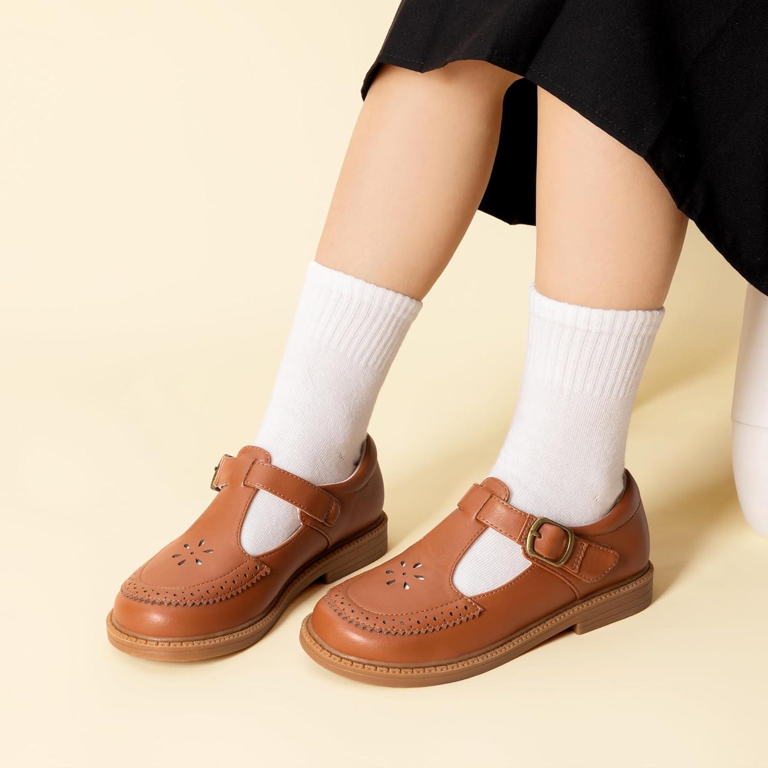 imageDREAM PAIRS Girl Mary Jane Dress Shoes  Ballet Flats for Girl School Uniform Shoes for Toddler Little GirlsBrown