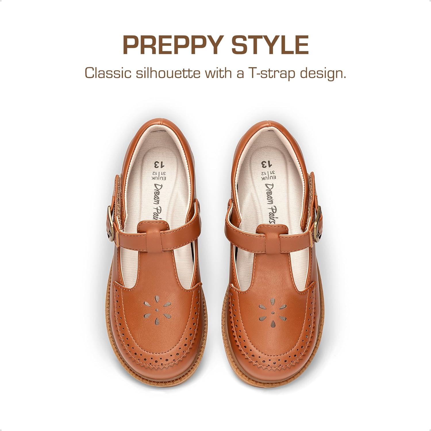 imageDREAM PAIRS Girl Mary Jane Dress Shoes  Ballet Flats for Girl School Uniform Shoes for Toddler Little GirlsBrown