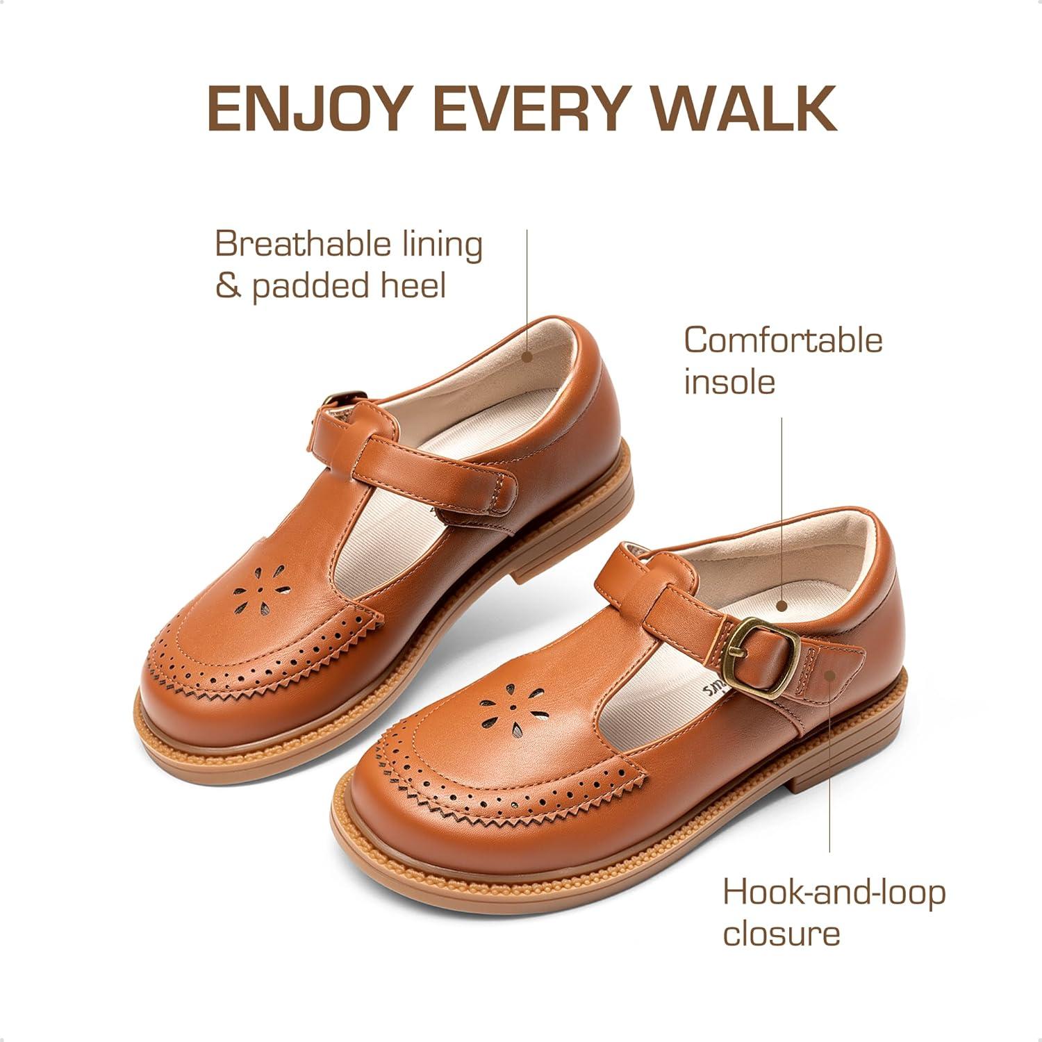 imageDREAM PAIRS Girl Mary Jane Dress Shoes  Ballet Flats for Girl School Uniform Shoes for Toddler Little GirlsBrown