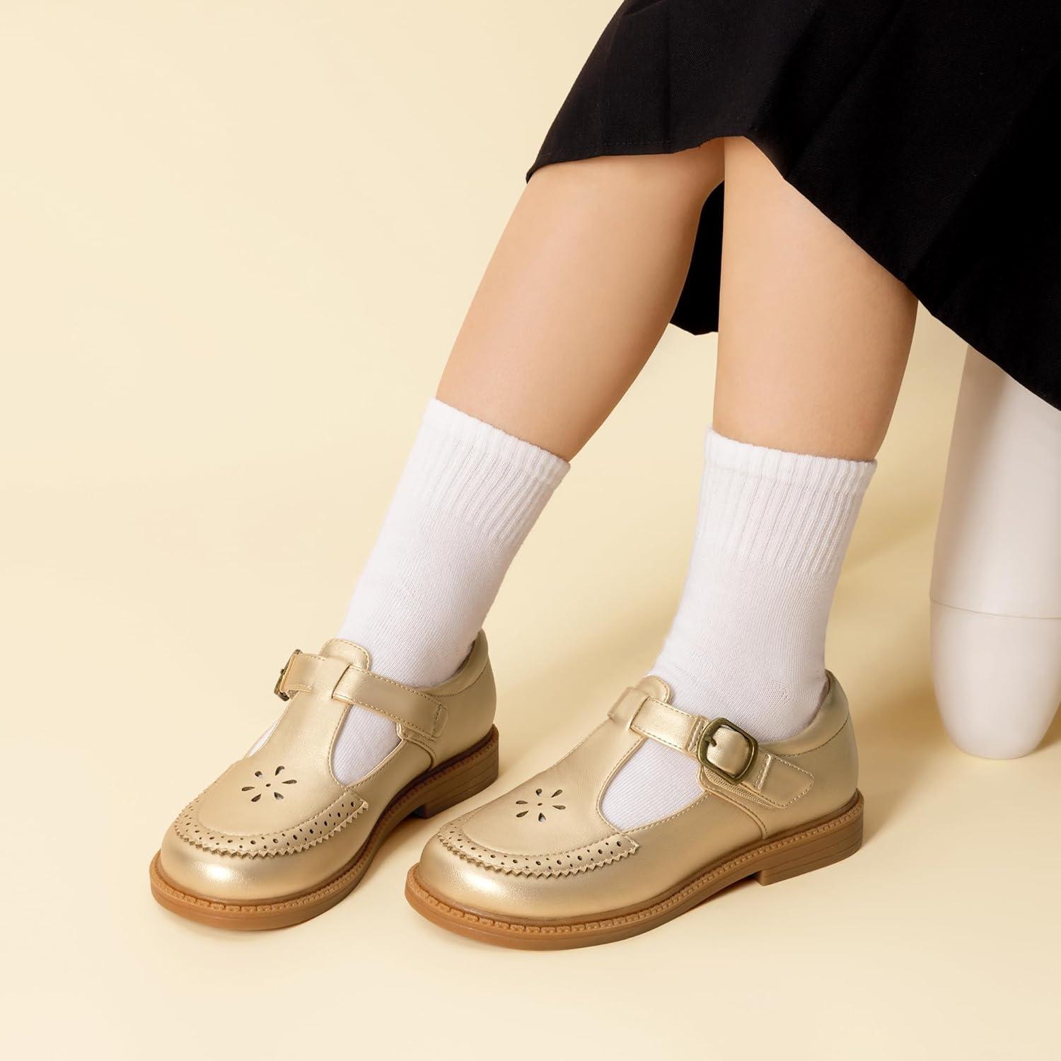 imageDREAM PAIRS Girl Mary Jane Dress Shoes  Ballet Flats for Girl School Uniform Shoes for Toddler Little GirlsGold