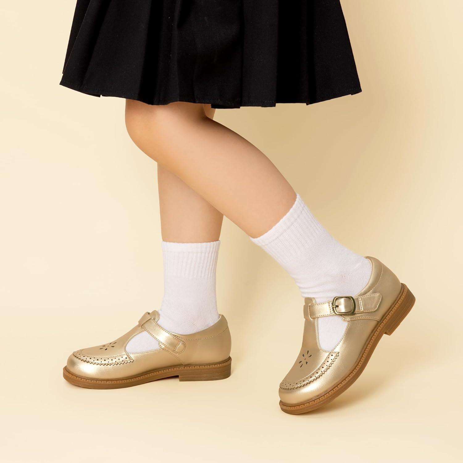 imageDREAM PAIRS Girl Mary Jane Dress Shoes  Ballet Flats for Girl School Uniform Shoes for Toddler Little GirlsGold