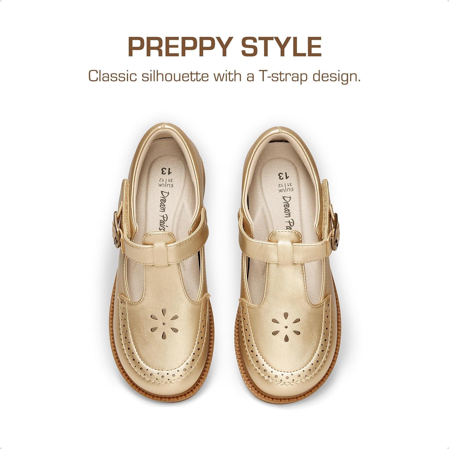 imageDREAM PAIRS Girl Mary Jane Dress Shoes  Ballet Flats for Girl School Uniform Shoes for Toddler Little GirlsGold