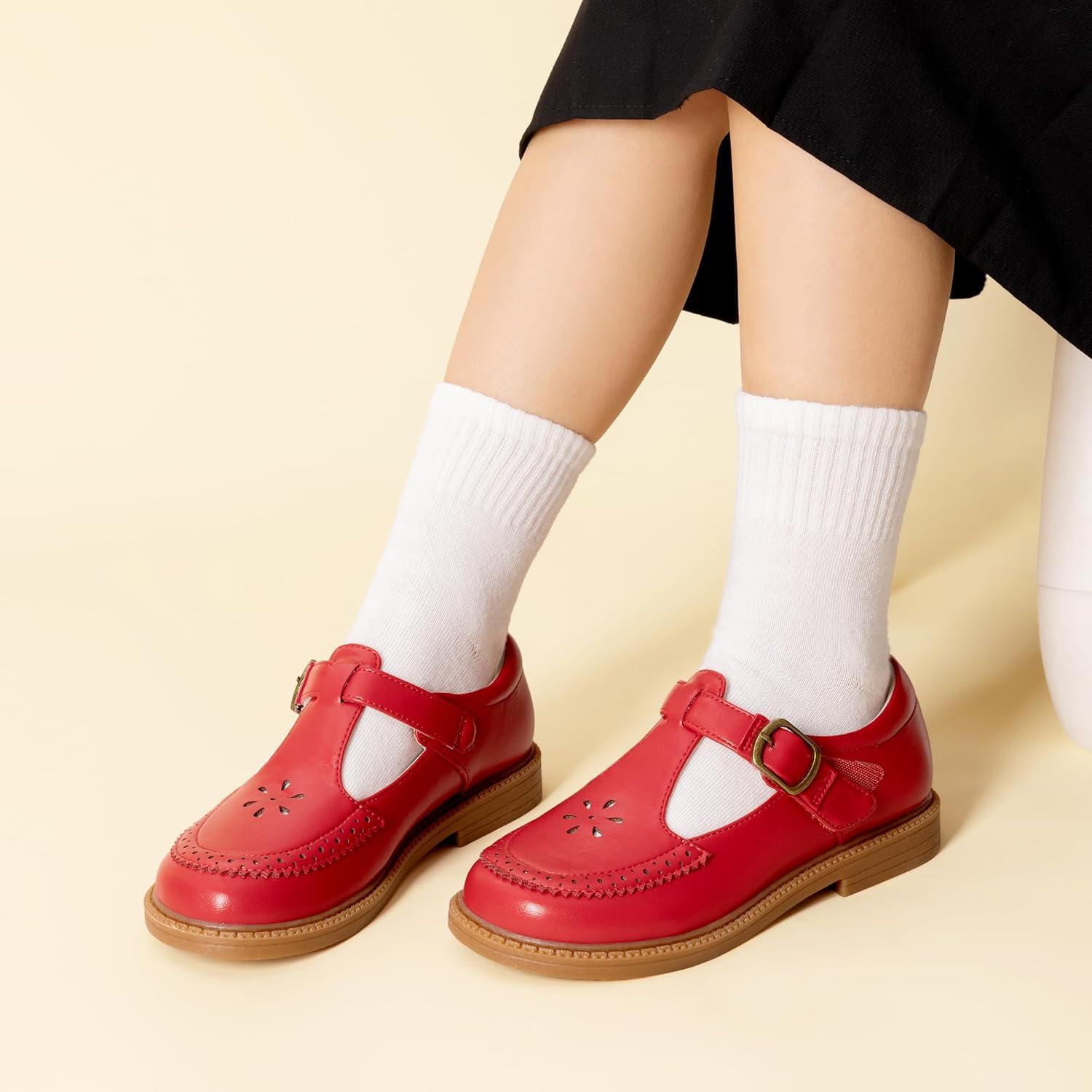 imageDREAM PAIRS Girl Mary Jane Dress Shoes  Ballet Flats for Girl School Uniform Shoes for Toddler Little GirlsRed