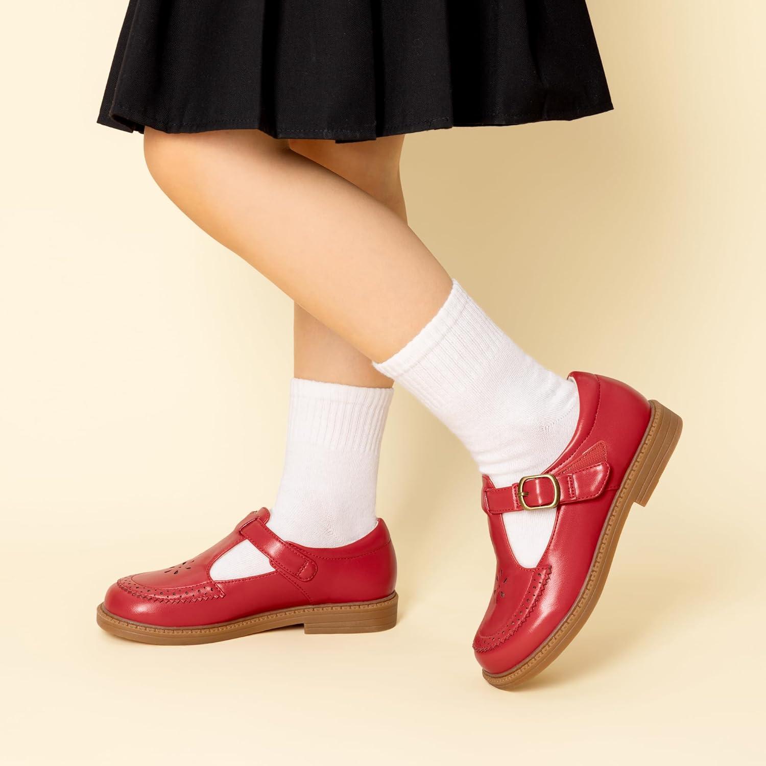 imageDREAM PAIRS Girl Mary Jane Dress Shoes  Ballet Flats for Girl School Uniform Shoes for Toddler Little GirlsRed