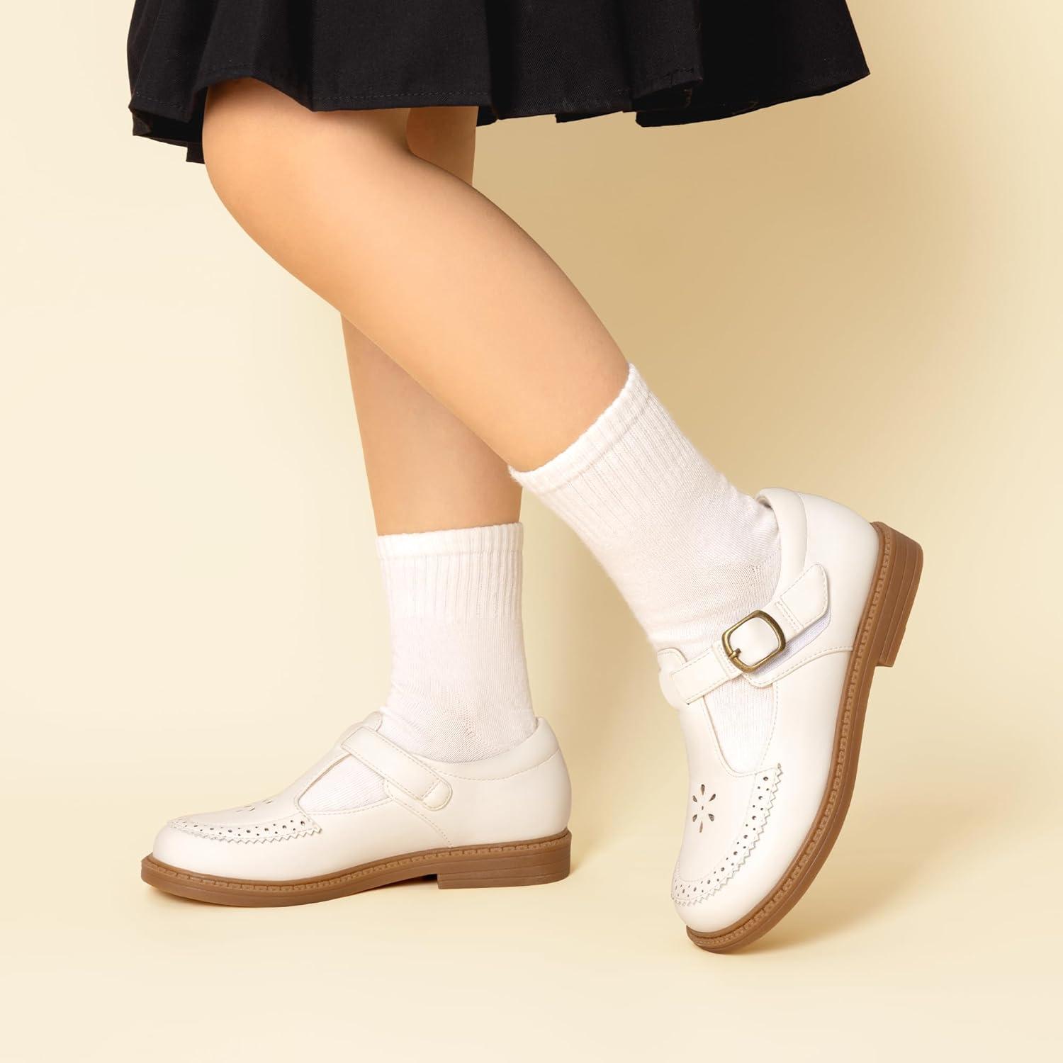 imageDREAM PAIRS Girl Mary Jane Dress Shoes  Ballet Flats for Girl School Uniform Shoes for Toddler Little GirlsWhite