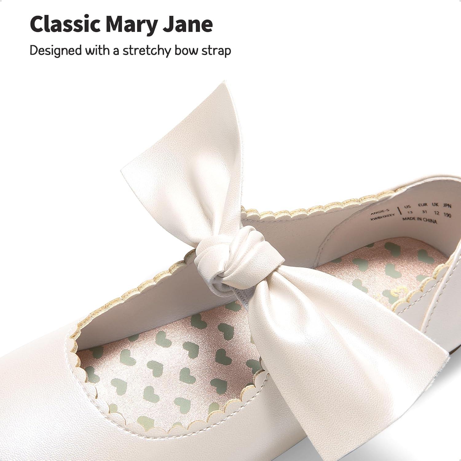 imageDREAM PAIRS Girls Ballerina Flats Mary Jane Front Bow Dress ShoesIvoryPu