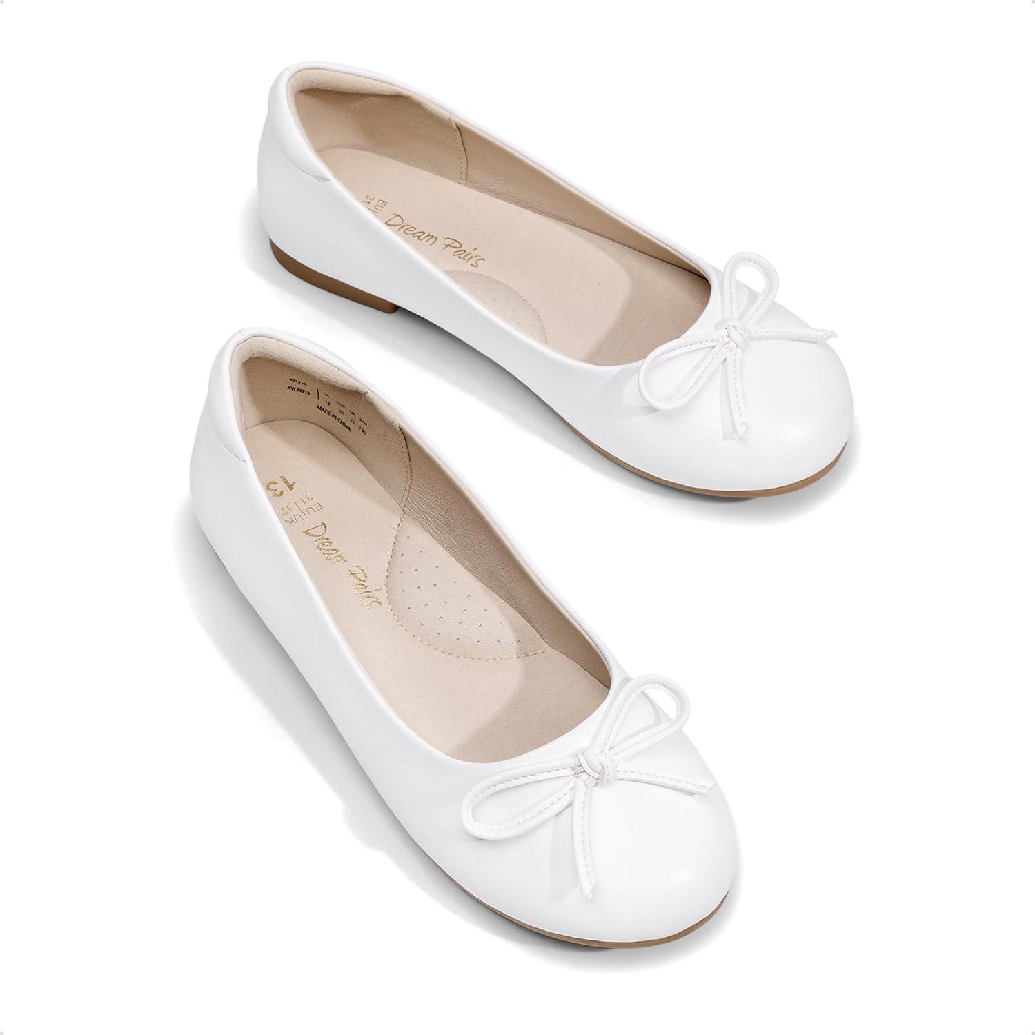 imageDREAM PAIRS Girls Dress Shoes Ballet Flats Slipon Fashion Bow Flower Girl Shoes for Wedding School Party BirthdayWhite
