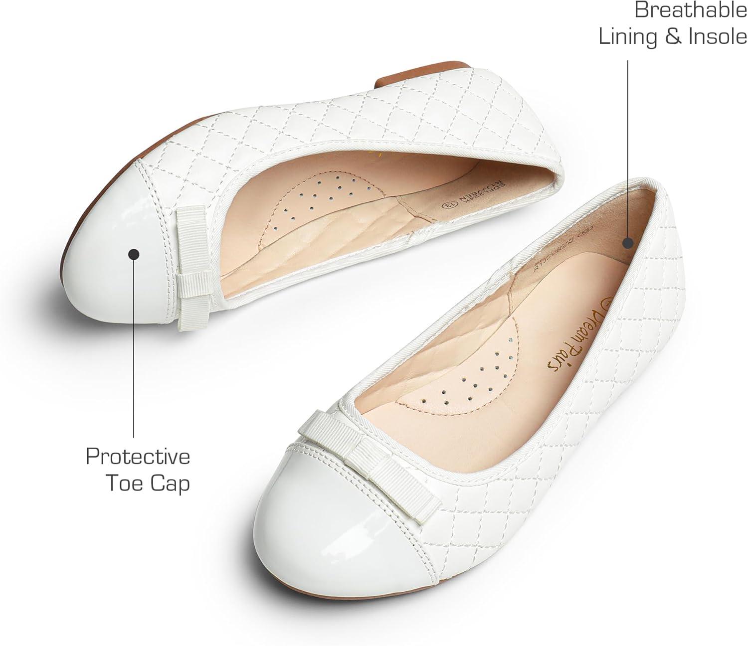 imageDREAM PAIRS Girls Dress Shoes Flower Girl Slipon Bow Ballet Flats for Wedding Party School Little KidBig KidWhite