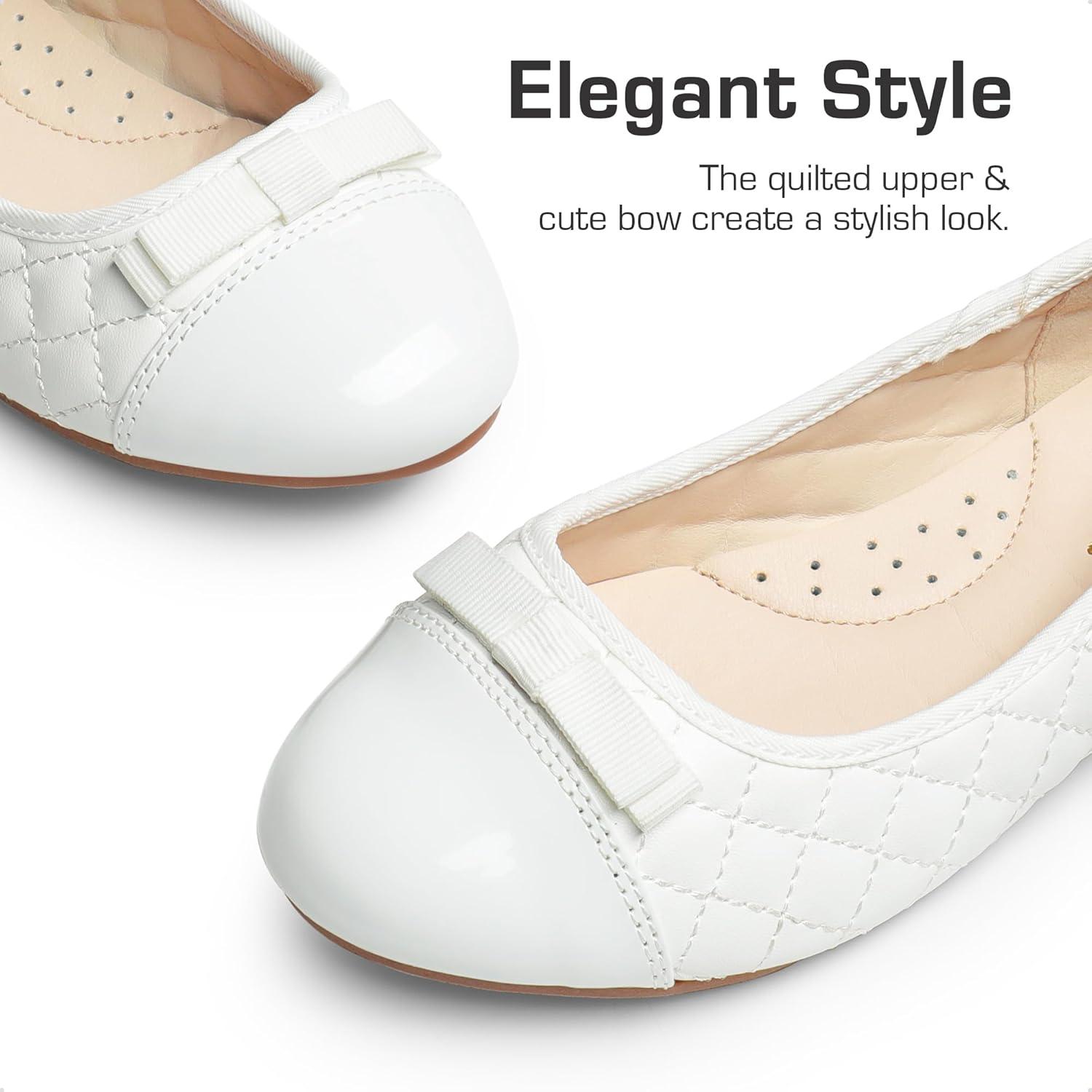 imageDREAM PAIRS Girls Dress Shoes Flower Girl Slipon Bow Ballet Flats for Wedding Party School Little KidBig KidWhite