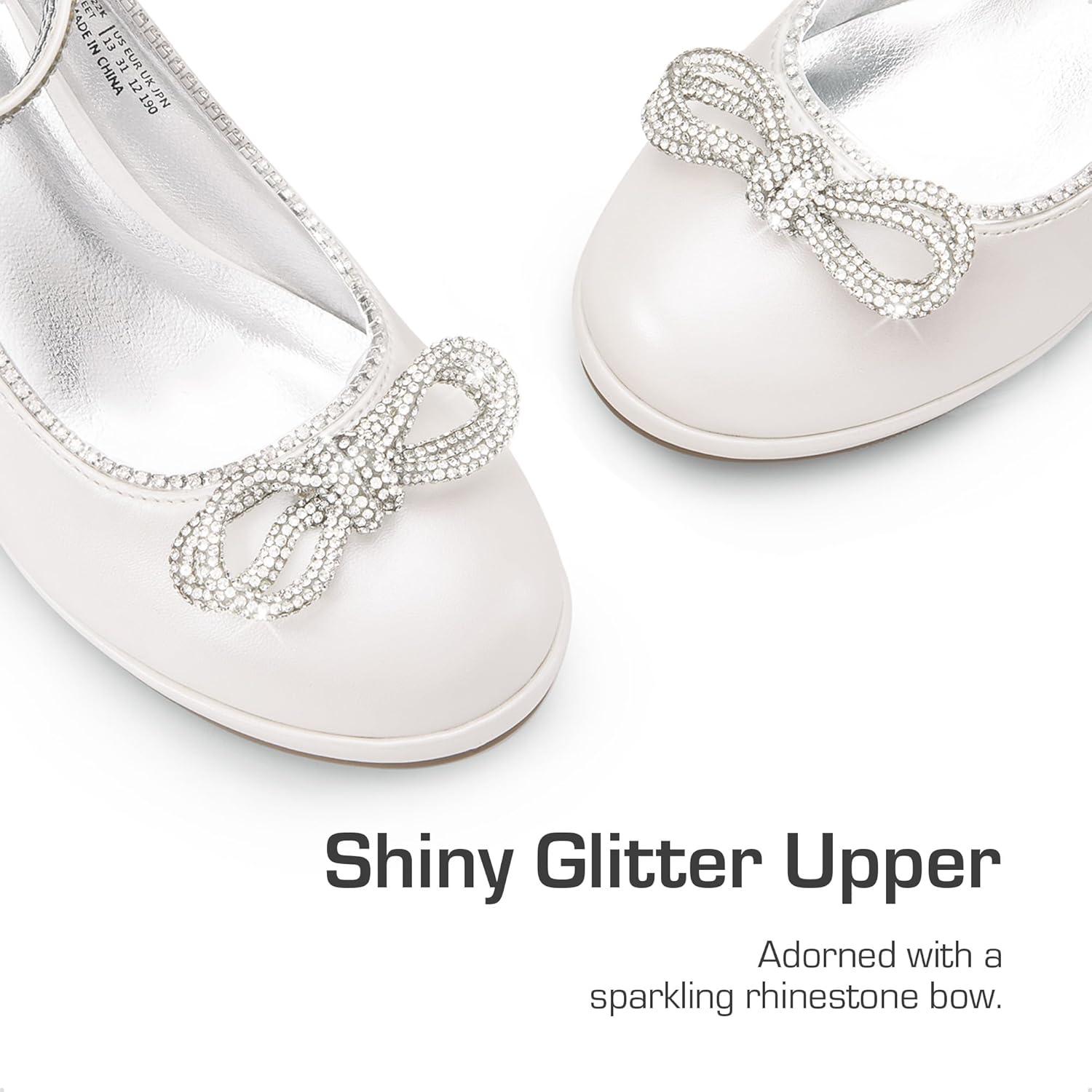 imageDREAM PAIRS Girls Dress Shoes Platform Chunky Heel Ankle Strap Princess Flats Flower Party Wedding Pump for Little Big KidIvory