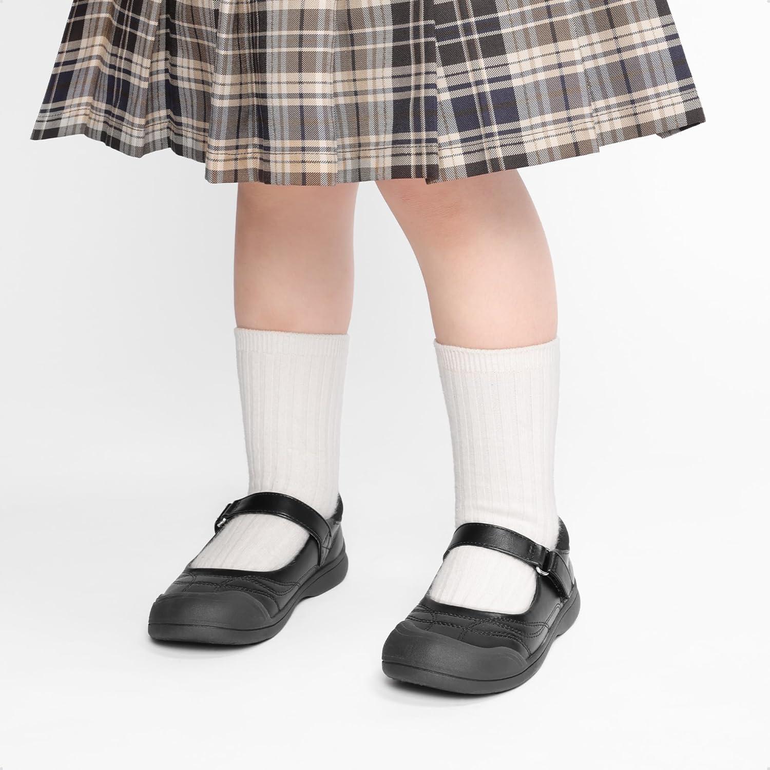 imageDREAM PAIRS Girls Kids Mary Jane School Uniform ToeProtective Shoes Soft Flats Toddler Little KidBlack