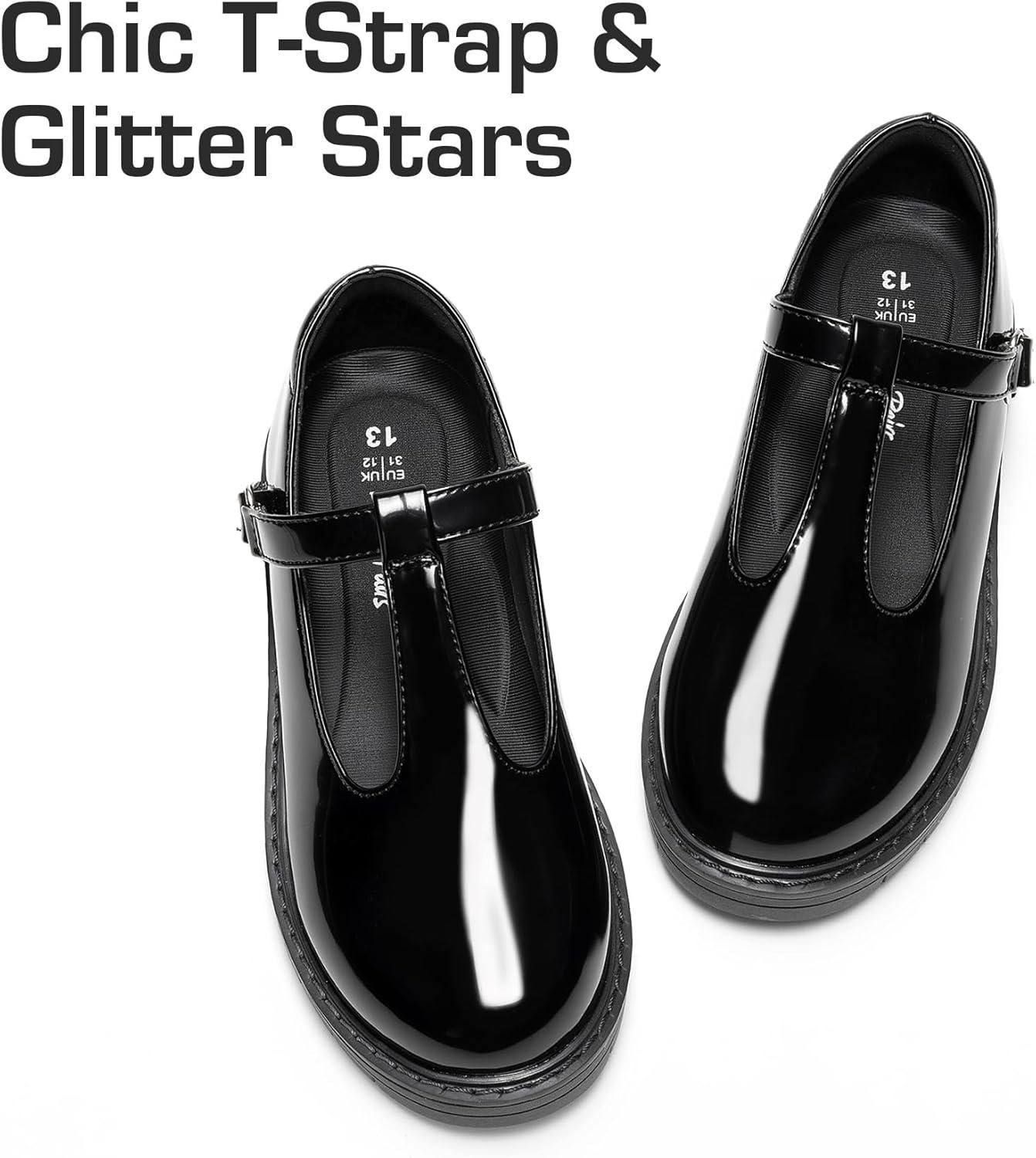 imageDREAM PAIRS Girls Mary Jane Dress Shoes Chunky Platform School Uniform Shoes TStrap Oxfords Loafers Star FlatsAll Black