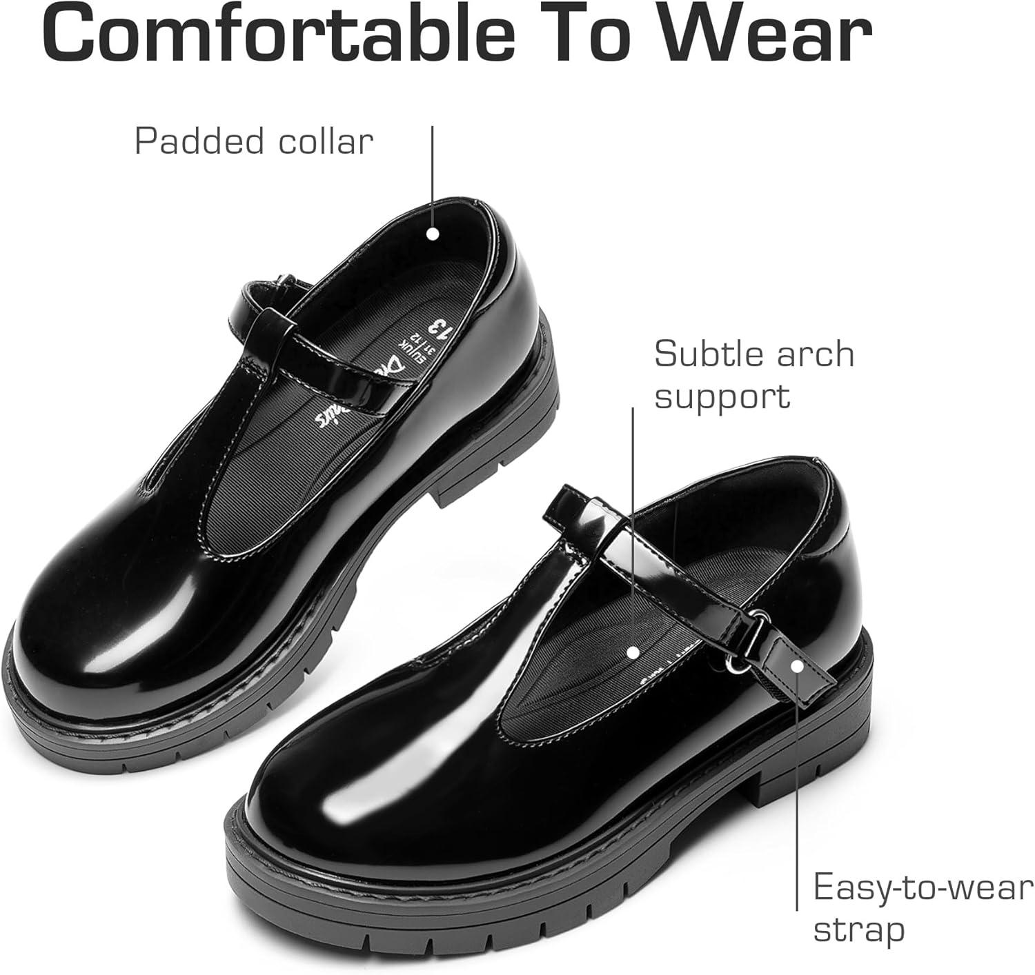 imageDREAM PAIRS Girls Mary Jane Dress Shoes Chunky Platform School Uniform Shoes TStrap Oxfords Loafers Star FlatsAll Black
