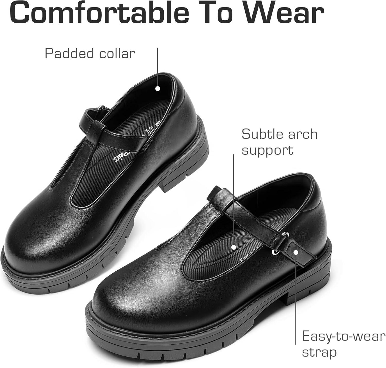 imageDREAM PAIRS Girls Mary Jane Dress Shoes Chunky Platform School Uniform Shoes TStrap Oxfords Loafers Star FlatsBlack