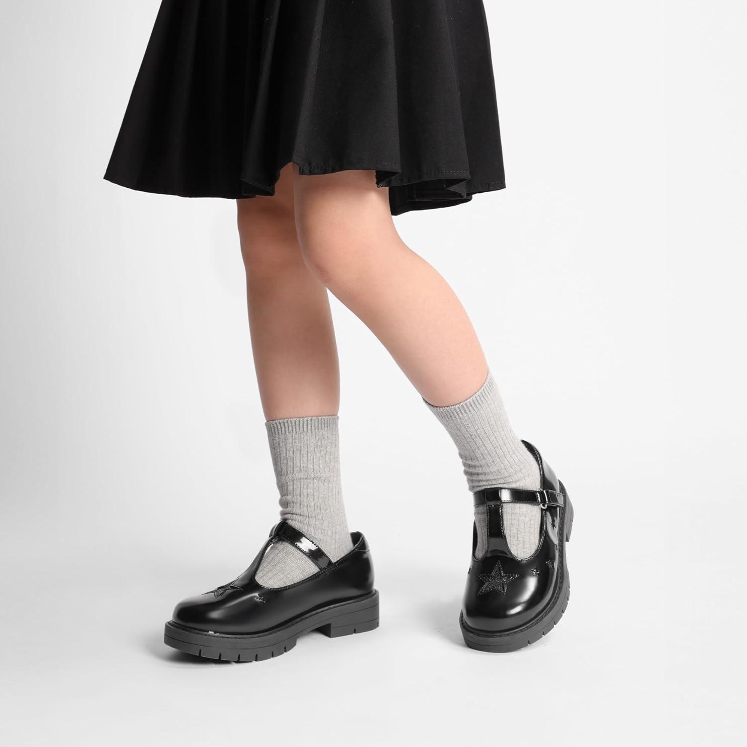 imageDREAM PAIRS Girls Mary Jane Dress Shoes Chunky Platform School Uniform Shoes TStrap Oxfords Loafers Star FlatsBlackpu