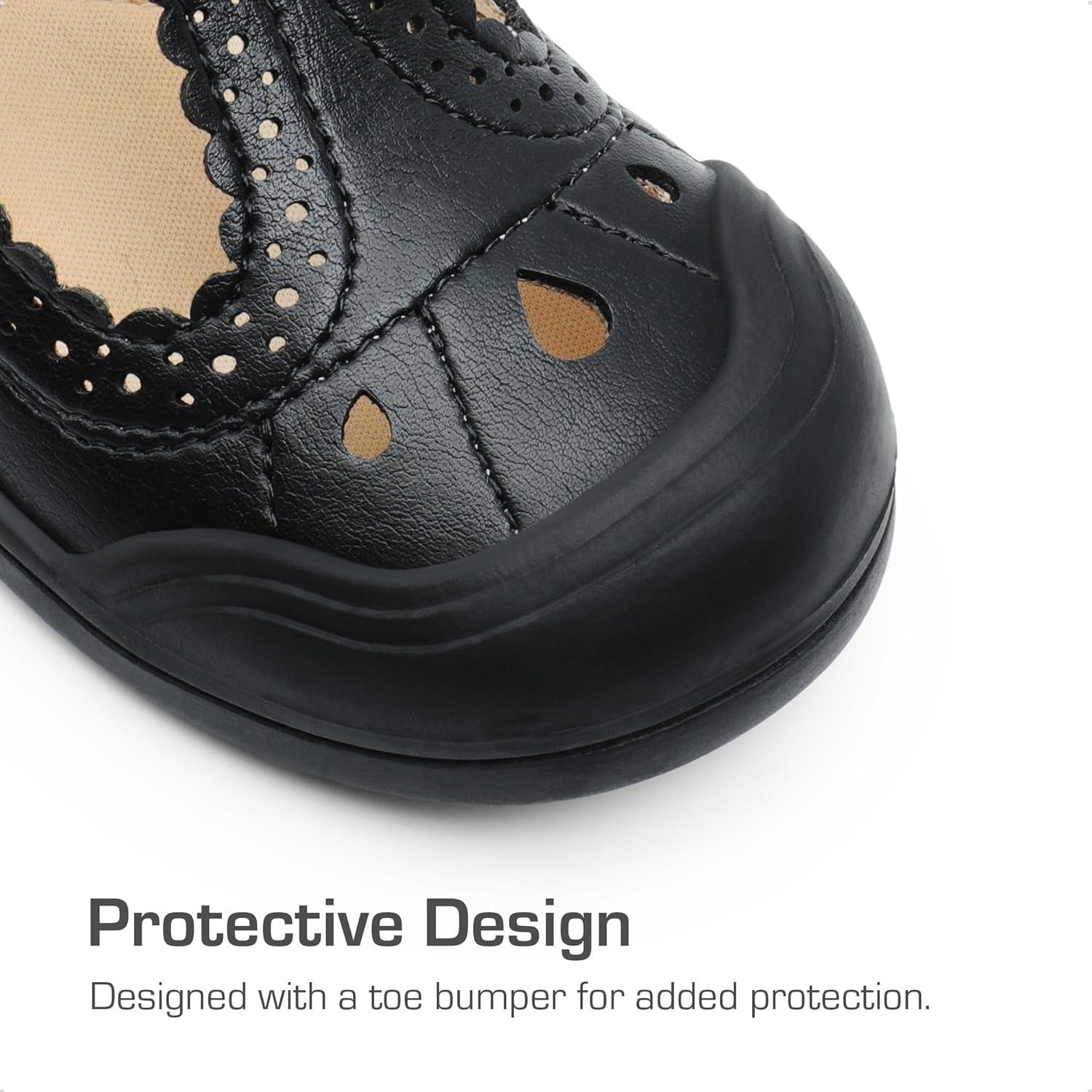 imageDREAM PAIRS Girls Mary Jane Dress Shoes School Uniform ToeProtective TStrap Ballet Flats Toddler Little KidBlack