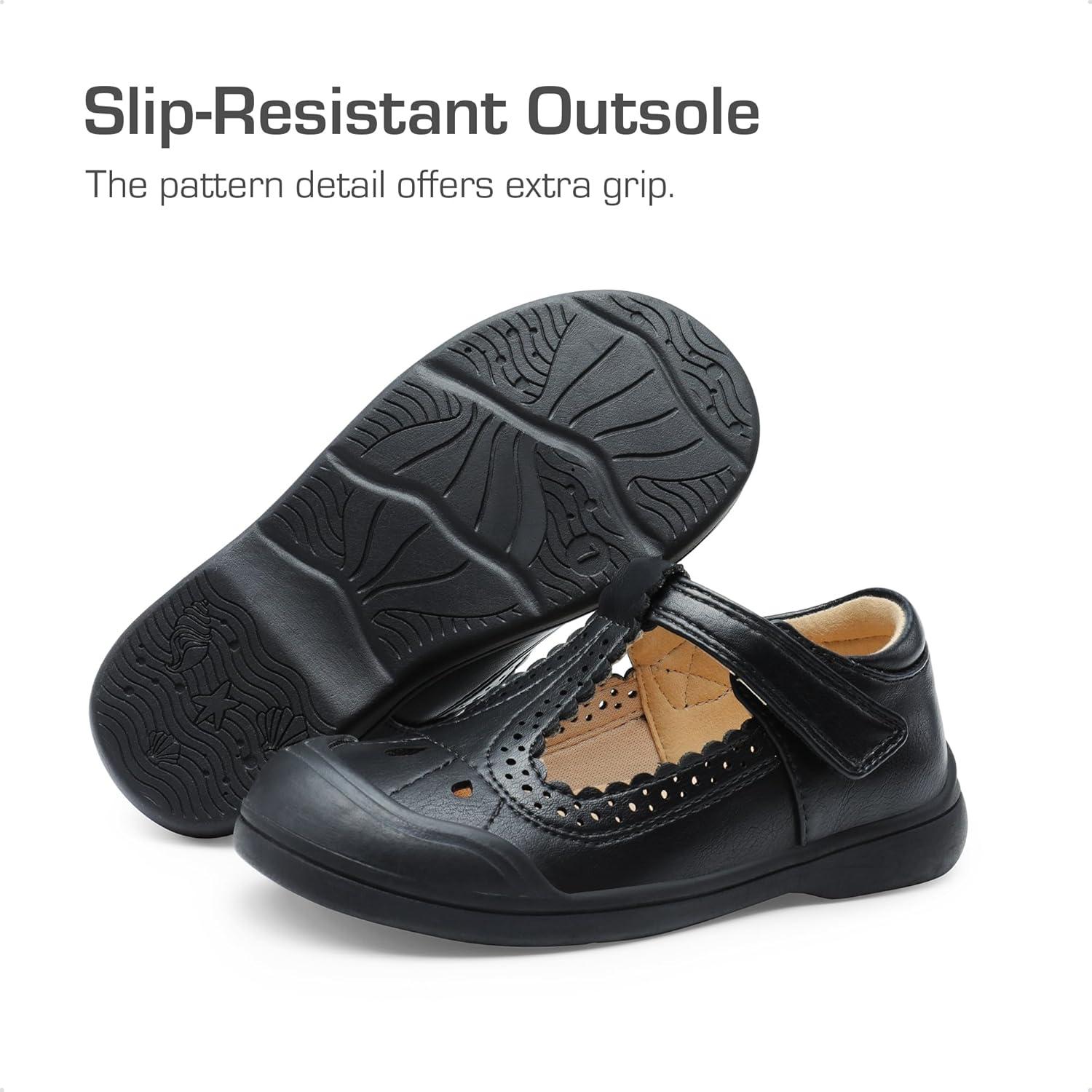 imageDREAM PAIRS Girls Mary Jane Dress Shoes School Uniform ToeProtective TStrap Ballet Flats Toddler Little KidBlack