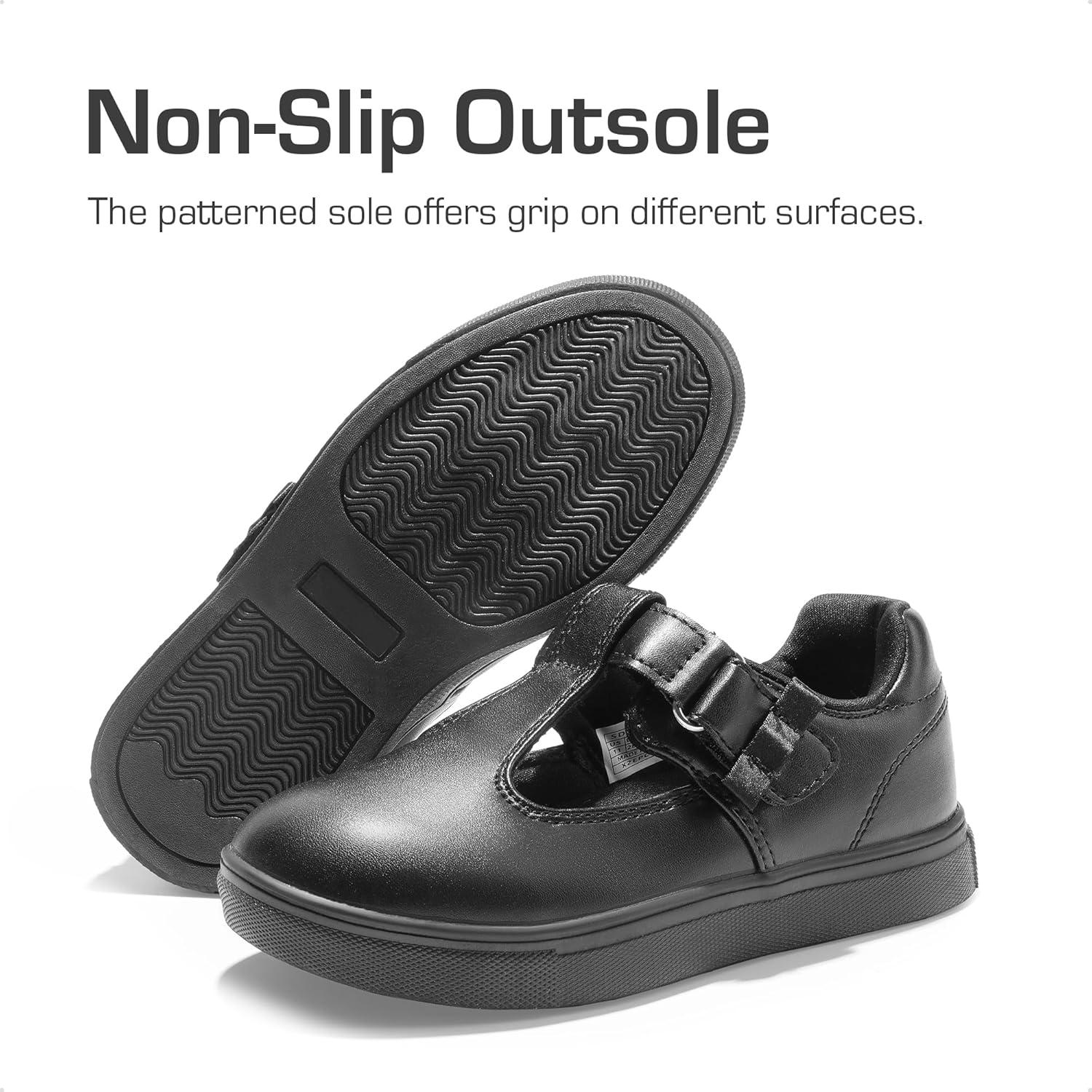 imageDREAM PAIRS Girls Mary Jane School Uniform Shoes TStrap Flat Sneakers for ToddlerLittle KidBlack