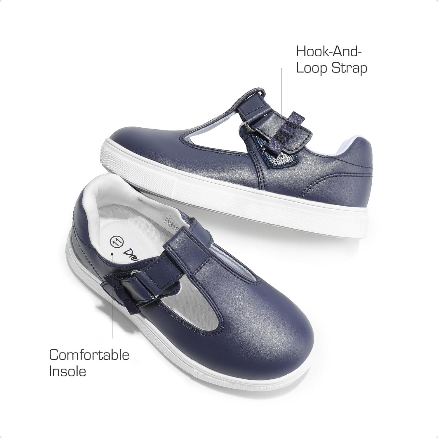 imageDREAM PAIRS Girls Mary Jane School Uniform Shoes TStrap Flat Sneakers for ToddlerLittle KidNavy
