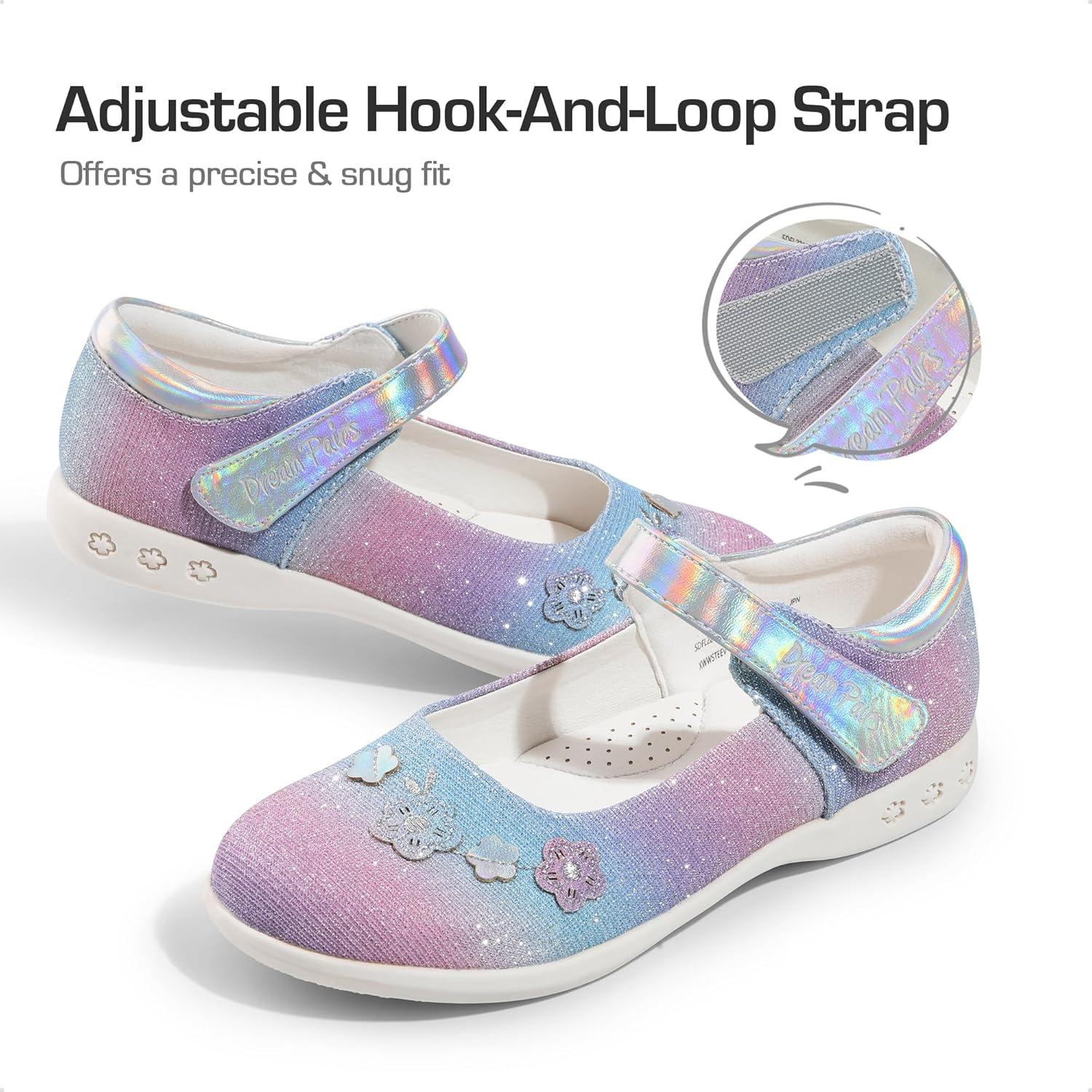 imageDREAM PAIRS Girls School Uniform Dress Shoes Mary Jane Black FlatsRainbow