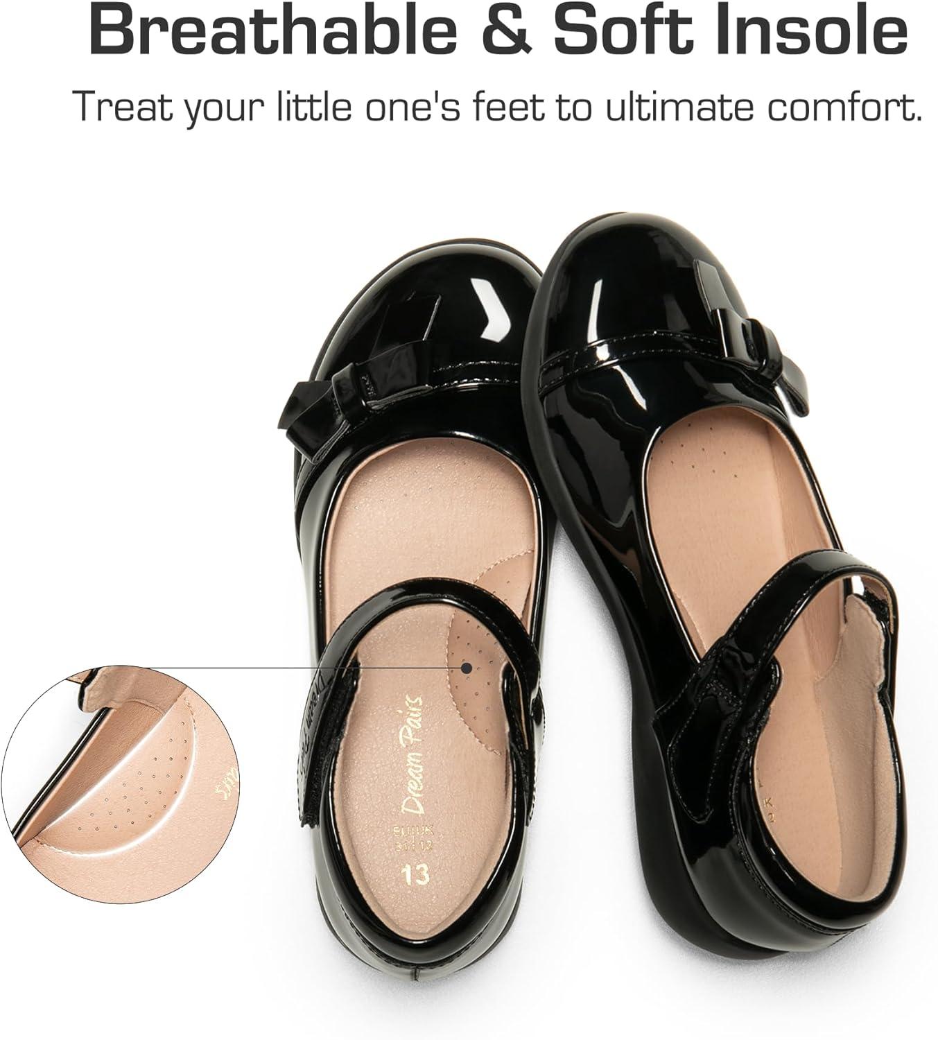 imageDREAM PAIRS Girls School Uniform Shoes Mary Jane Dress Flats for Little KidBig KidBlackPat