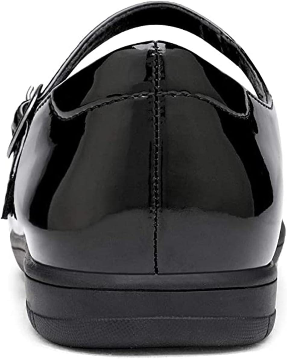 imageDREAM PAIRS Girls School Uniform Shoes Mary Jane Dress Flats for Little KidBig KidBlackPat