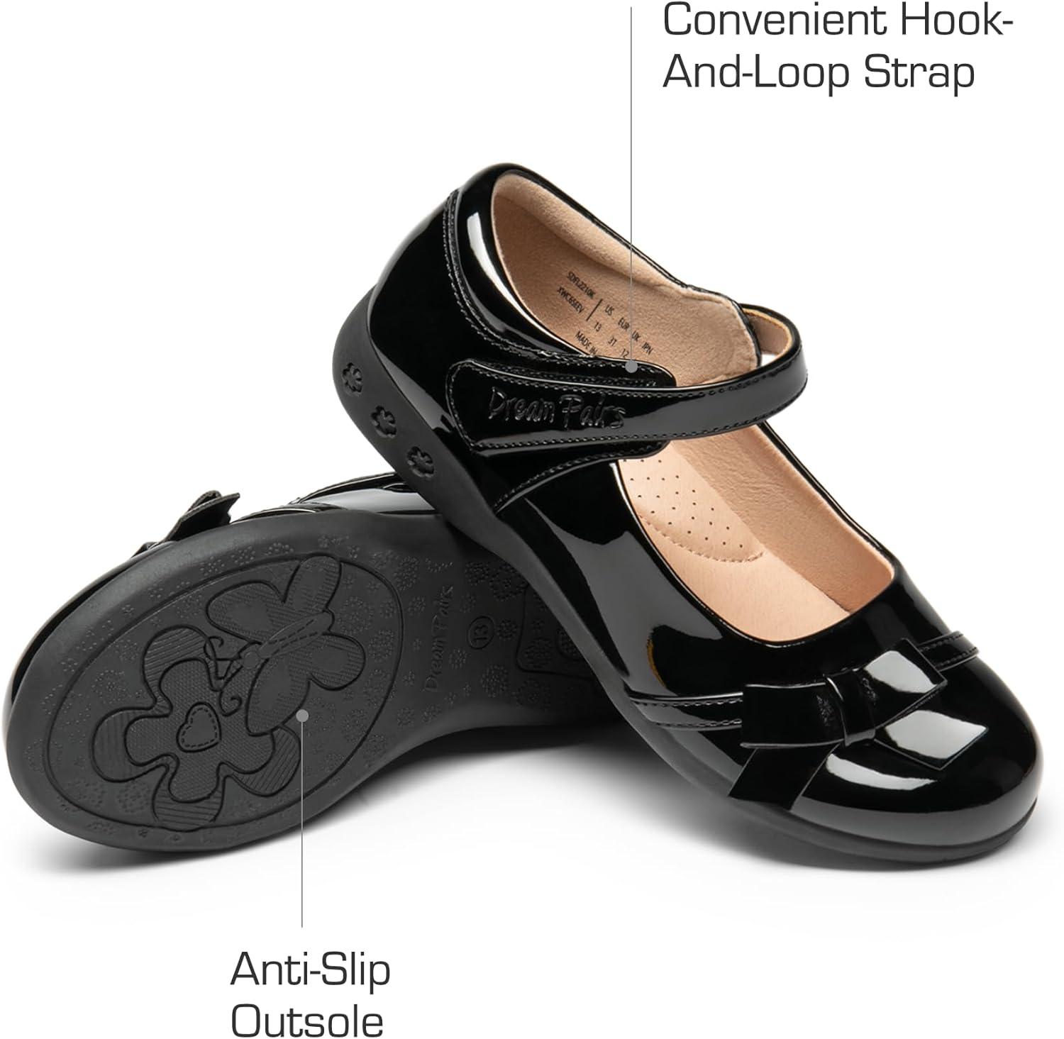 imageDREAM PAIRS Girls School Uniform Shoes Mary Jane Dress Flats for Little KidBig KidBlackPat