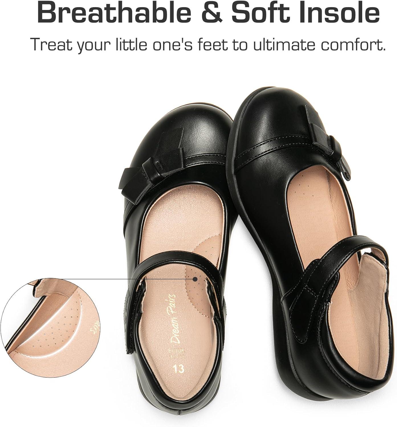 imageDREAM PAIRS Girls School Uniform Shoes Mary Jane Dress Flats for Little KidBig KidBlackPu