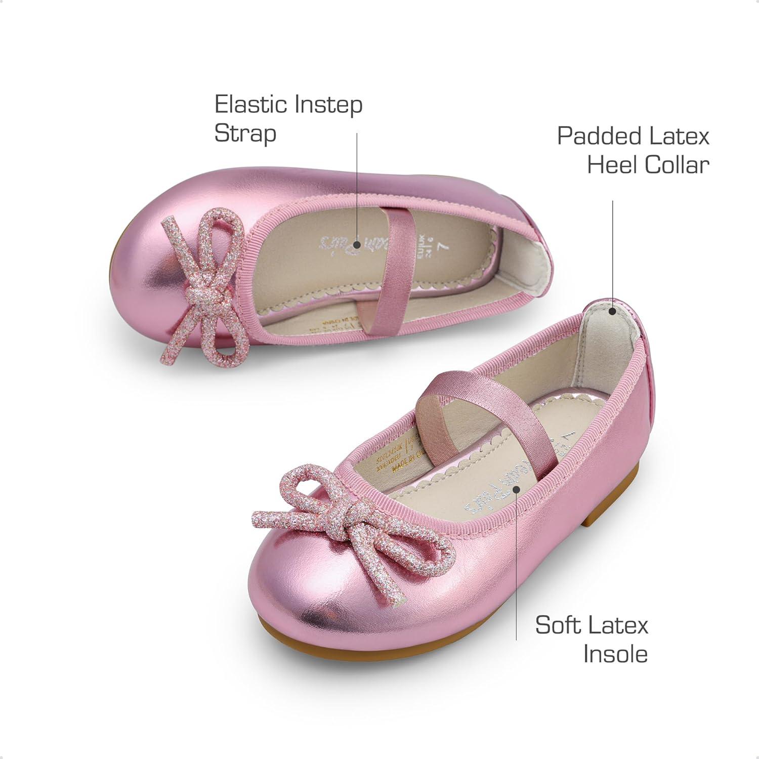 imageDREAM PAIRS Toddler Girls Dress Shoes Flower Girl Ballet Bow Flats for Party Wedding Performance School ChristmasPink