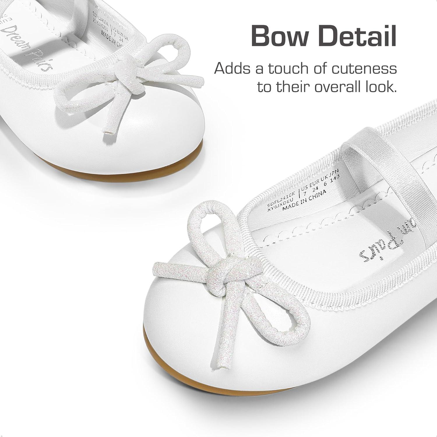 imageDREAM PAIRS Toddler Girls Dress Shoes Flower Girl Ballet Bow Flats for Party Wedding Performance School ChristmasWhite