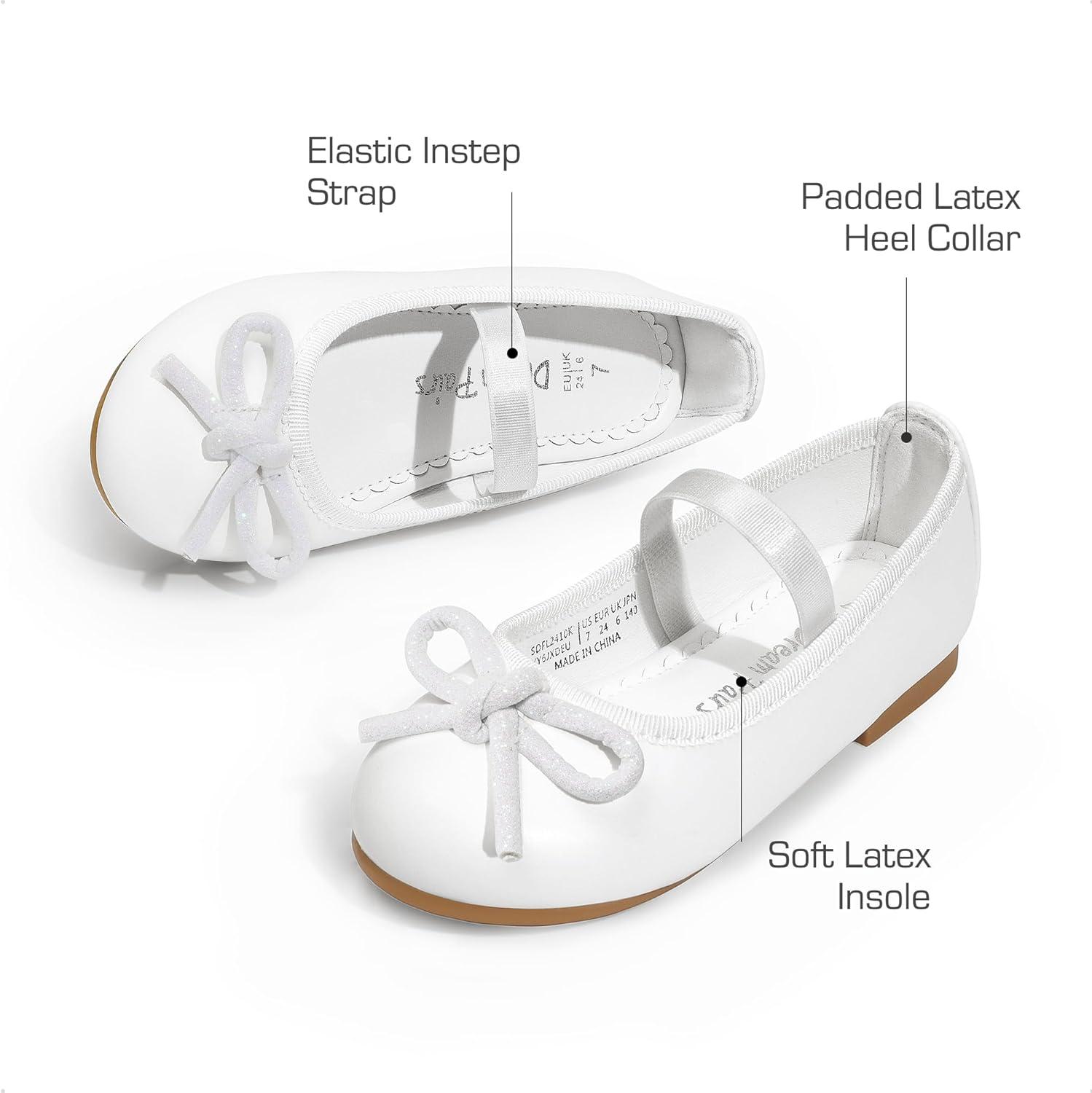 imageDREAM PAIRS Toddler Girls Dress Shoes Flower Girl Ballet Bow Flats for Party Wedding Performance School ChristmasWhite