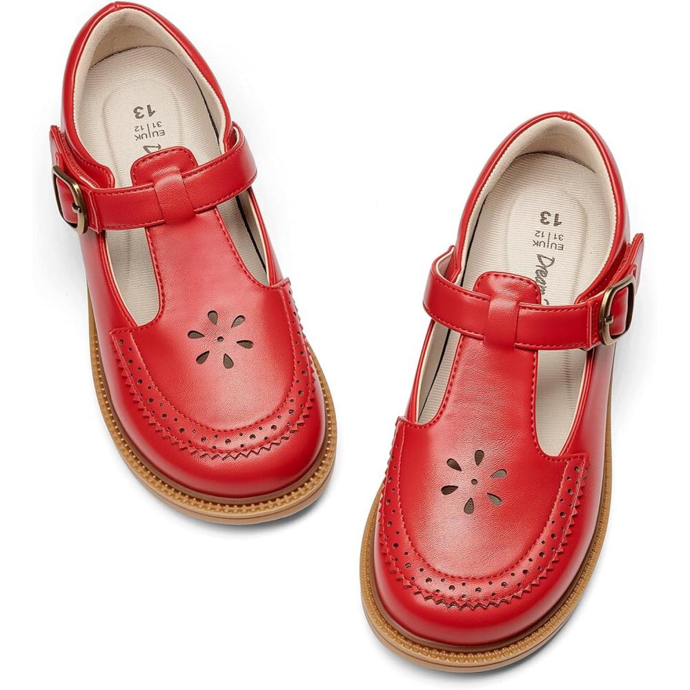 imageDREAM PAIRS Girl Mary Jane Dress Shoes  Ballet Flats for Girl School Uniform Shoes for Toddler Little GirlsRed
