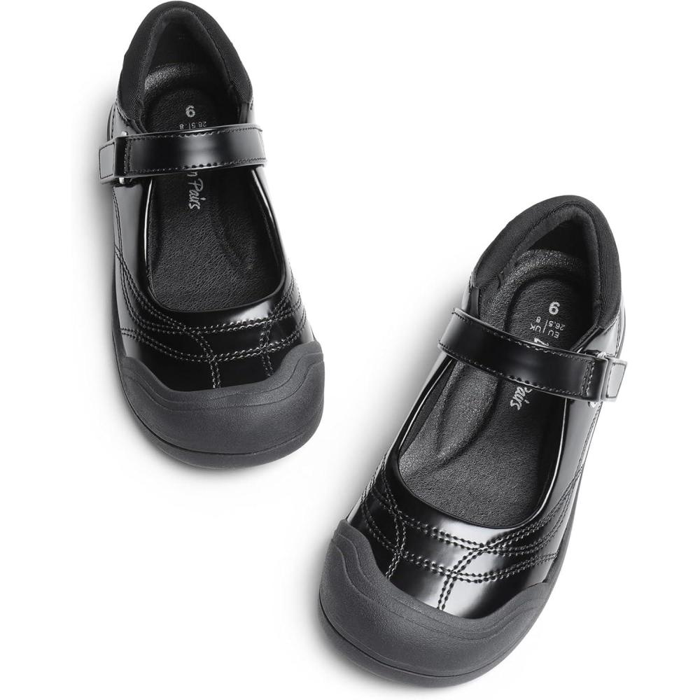 imageDREAM PAIRS Girls Kids Mary Jane School Uniform ToeProtective Shoes Soft Flats Toddler Little KidBlack