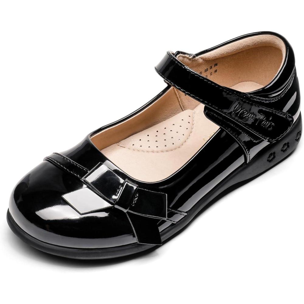 imageDREAM PAIRS Girls School Uniform Shoes Mary Jane Dress Flats for Little KidBig KidBlackPat