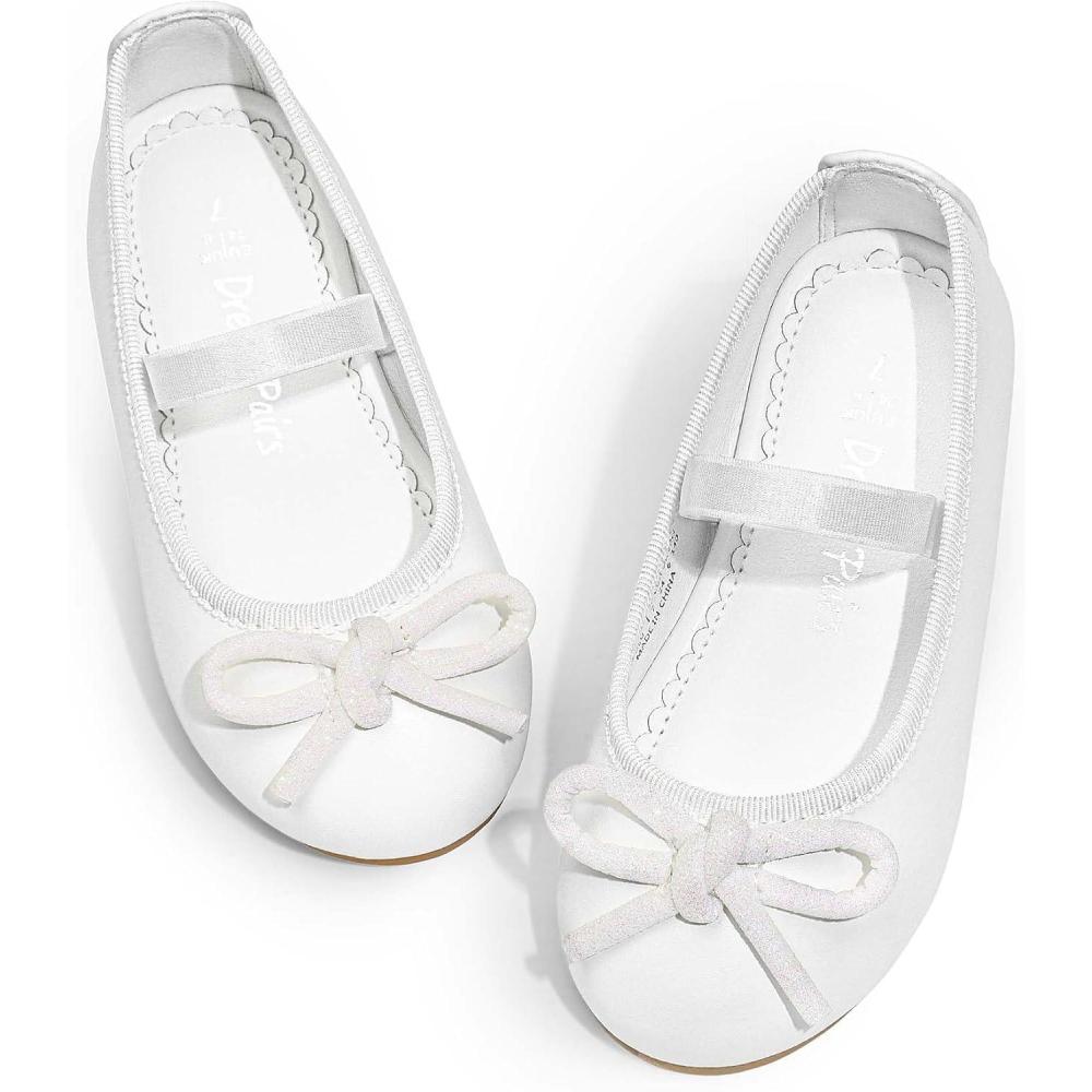 imageDREAM PAIRS Toddler Girls Dress Shoes Flower Girl Ballet Bow Flats for Party Wedding Performance School ChristmasWhite