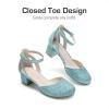 imageDREAM PAIRS Girls Dress Shoes Closed Toe High Heels Ankle Strap Toddler Little Big Kid Wedding Flower Party PumpBlue