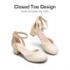 imageDREAM PAIRS Girls Dress Shoes Closed Toe High Heels Ankle Strap Toddler Little Big Kid Wedding Flower Party PumpIvory