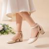imageDREAM PAIRS Girls Dress Shoes Closed Toe High Heels Ankle Strap Toddler Little Big Kid Wedding Flower Party PumpIvory