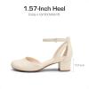 imageDREAM PAIRS Girls Dress Shoes Closed Toe High Heels Ankle Strap Toddler Little Big Kid Wedding Flower Party PumpIvory